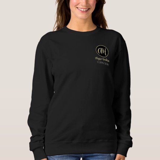 Einfaches Schwarz-Tan-Floristik-Geschäftslogo Sweatshirt (Vorderseite)