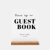 Einfaches Schwarz und Weiß Zeichen Unser Gästebuch Acrylschild (Vorderseite)