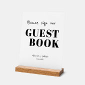 Einfaches Schwarz und Weiß Zeichen Unser Gästebuch Acrylschild (Winkel)