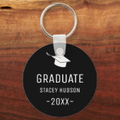 Einfaches Schwarz-Weiß-Abschluss Schlüsselanhänger (Vorderseite)