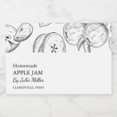 Einfaches Schwarz-Weiß-Apfel-Jam-Label Lebensmitteletikett (Einzelnes Label)