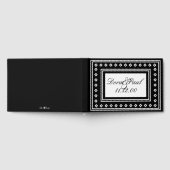 Einfaches Schwarz/Weiß Art Déco Hochzeitshaus Gästebuch (Voll)