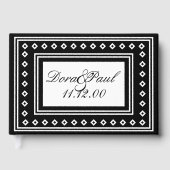 Einfaches Schwarz/Weiß Art Déco Hochzeitshaus Gästebuch (Vorderseite)