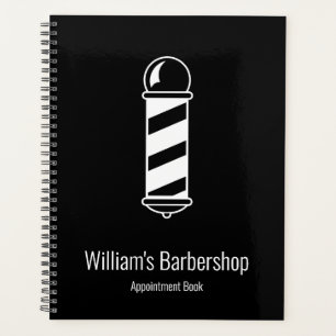 Einfaches Schwarz-Weiß-Barbershop-Stellenbuch Planer