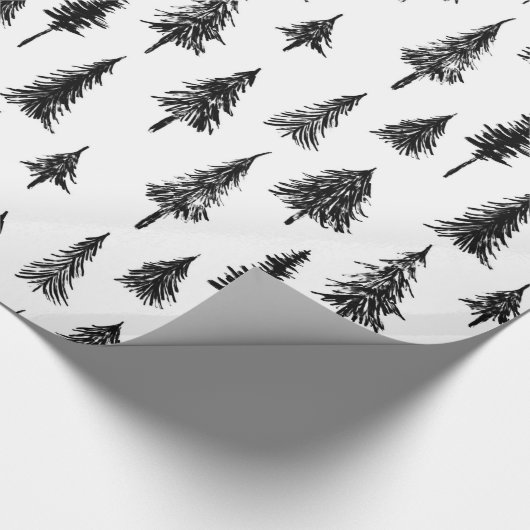 Einfaches Schwarz-Weiß-Baummuster Geschenkpapier (Ecke)
