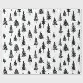 Einfaches Schwarz-Weiß-Baummuster Geschenkpapier (Flach)
