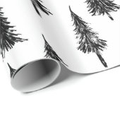 Einfaches Schwarz-Weiß-Baummuster Geschenkpapier (Rolleneckpunkt)