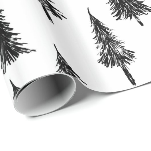 Einfaches Schwarz-Weiß-Baummuster Geschenkpapier (Rolleneckpunkt)
