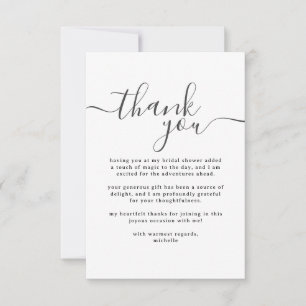 Einfaches Schwarz-Weiß-Brautparty Dankeskarte