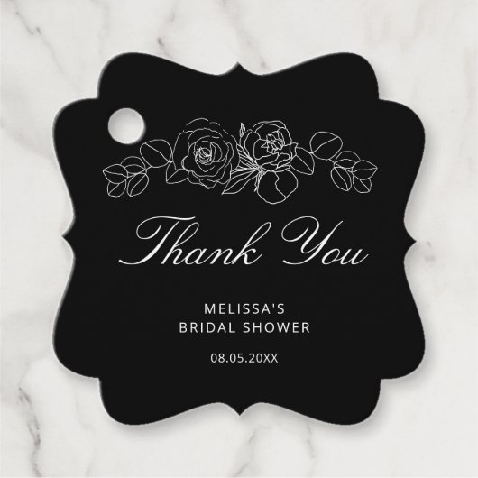 Einfaches Schwarz-Weiß-Brautparty Geschenkanhänger (Vorderseite)