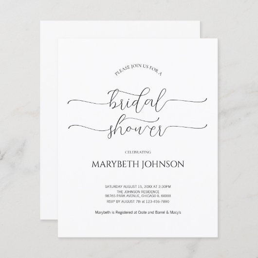 Einfaches Schwarz-Weiß-Brautparty mit minimalem Sk (Vorne/Hinten)