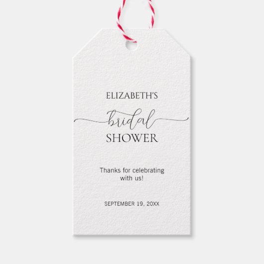 Einfaches Schwarz-Weiß-Brautparty mit minimalem Sk Geschenkanhänger (Vorderseite)