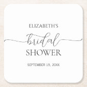 Einfaches Schwarz-Weiß-Brautparty mit minimalem Sk Rechteckiger Pappuntersetzer (Vorderseite)