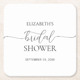 Einfaches Schwarz-Weiß-Brautparty mit minimalem Sk Rechteckiger Pappuntersetzer