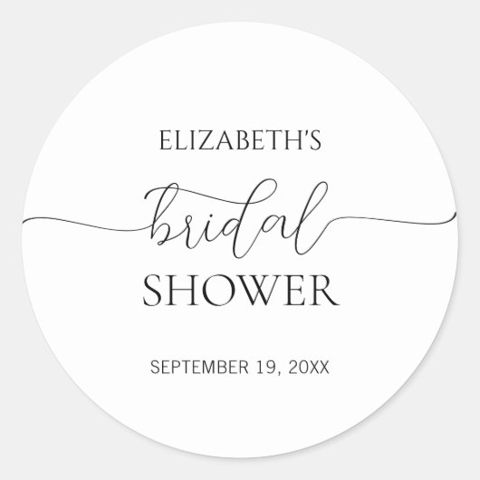 Einfaches Schwarz-Weiß-Brautparty mit minimalem Sk Runder Aufkleber (Vorderseite)