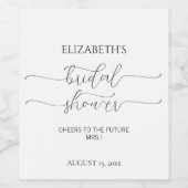 Einfaches Schwarz-Weiß-Brautparty mit minimalem Sk Weinetikett (Einzelnes Label)