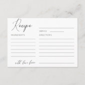 Einfaches Schwarz-Weiß-Brautparty Rezept Begleitkarte (Rückseite)