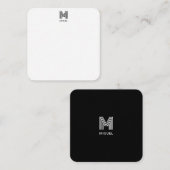 Einfaches Schwarz-Weiß-Budget für Monogramm Mitteilungskarte (Vorne/Hinten)