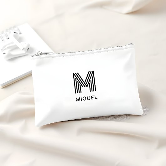 Einfaches Schwarz-Weiß-Budget für Monogramm Zubehörtasche