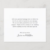 Einfaches Schwarz-Weiß-Budget Hochzeit Danke (Rückseite)