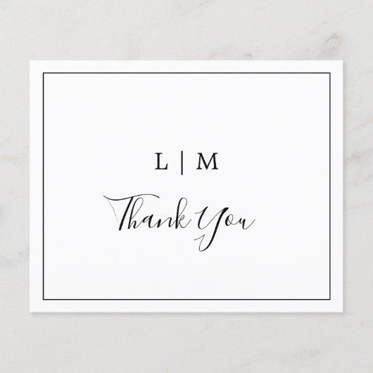 Einfaches Schwarz-Weiß-Budget Hochzeit Danke (Vorderseite)