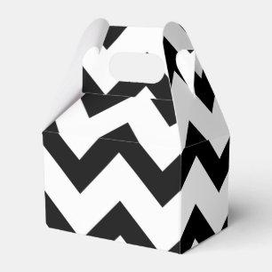 Einfaches Schwarz-Weiß-Chevron-Muster Linien Retro Geschenkschachtel