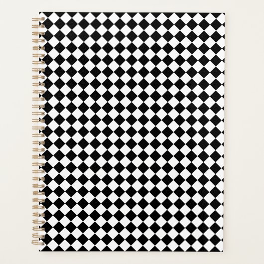 Einfaches Schwarz-Weiß-Chevron-Muster Standard Planer (Vorderseite)