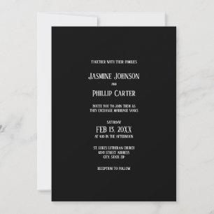 Einfaches Schwarz-Weiß-Design - Hochzeitseinladung Einladung