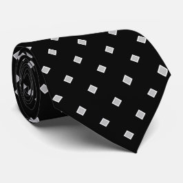 Einfaches Schwarz-Weiß-Diamant-Polka-Dot-Muster Krawatte
