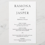 Einfaches Schwarz-Weiß-Fett-Hochzeitsmenü Flyer (Vorne)