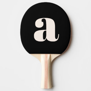 Einfaches Schwarz-Weiß-Fettes Retro-Monogramm-Init Tischtennis Schläger