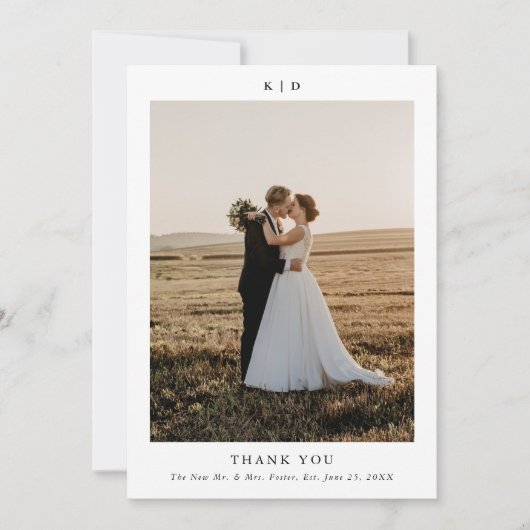 Einfaches Schwarz-Weiß-Foto Dankeskarte (Vorderseite)