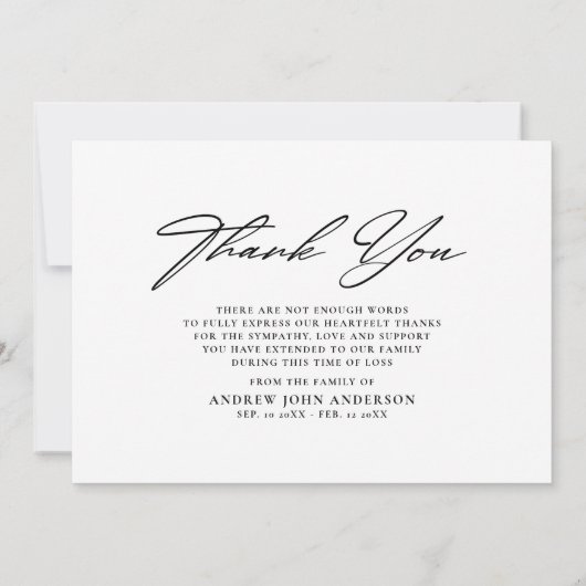 Einfaches Schwarz-Weiß-Foto Dankeskarte (Rückseite)