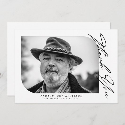 Einfaches Schwarz-Weiß-Foto Dankeskarte (Vorne/Hinten)