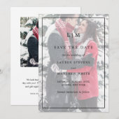 Einfaches Schwarz-Weiß-Foto Elegante Hochzeit Save The Date (Vorne/Hinten)