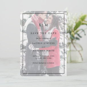 Einfaches Schwarz-Weiß-Foto Elegante Hochzeit Save The Date