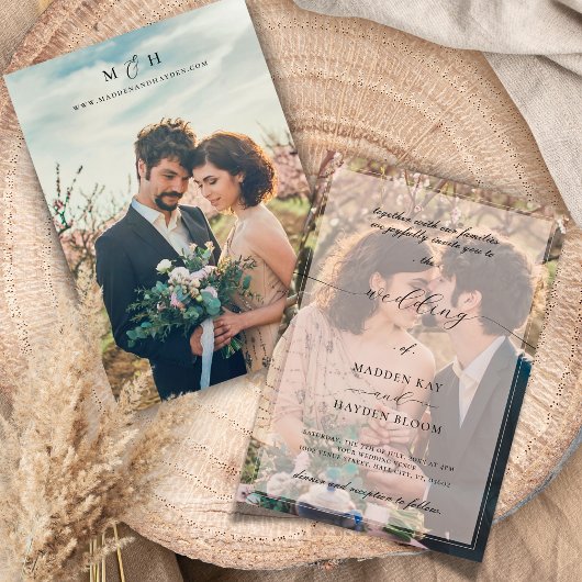 Einfaches Schwarz-Weiß-Foto Hochzeitsempfang Einladung