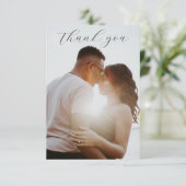 Einfaches Schwarz-Weiß-Foto-Hochzeitsgeld Dankeskarte (Stehend Vorderseite)