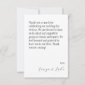 Einfaches Schwarz-Weiß-Foto-Hochzeitsgeld Dankeskarte (Rückseite)