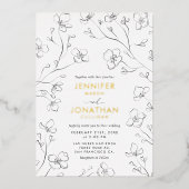 Einfaches Schwarz-Weiß-Foto Hochzeitsgoldfolie Folieneinladung (Vorderseite)