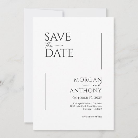 Einfaches Schwarz-Weiß-Foto Save the Date (Vorderseite)