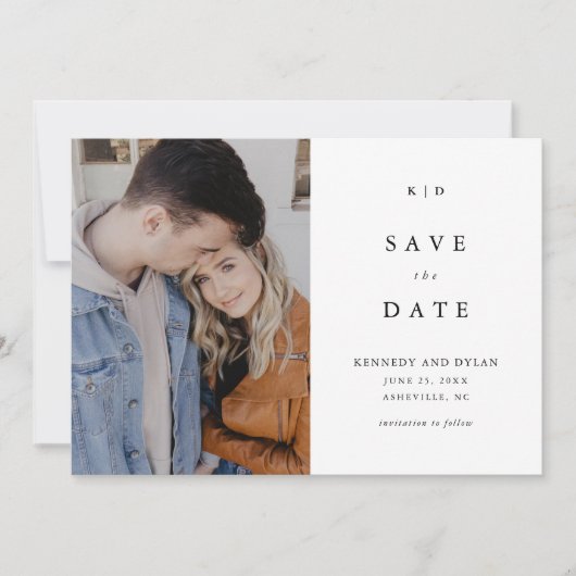 Einfaches Schwarz-Weiß-Foto Save The Date (Vorderseite)