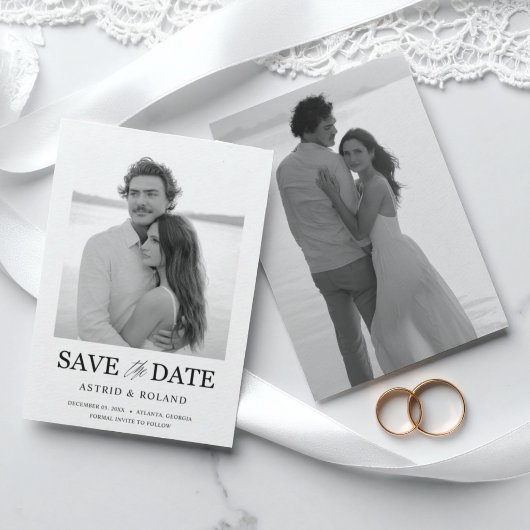Einfaches Schwarz-Weiß-Foto Save the Date