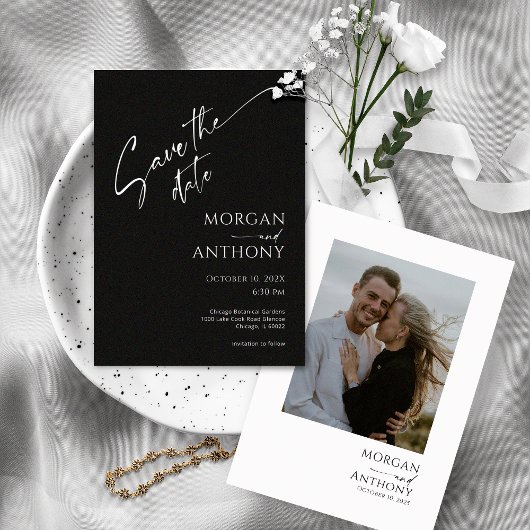 Einfaches Schwarz-Weiß-Foto Save the Date