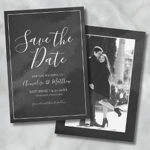 Einfaches Schwarz-Weiß-Foto Save-the-Date-Hochzeit Einladung