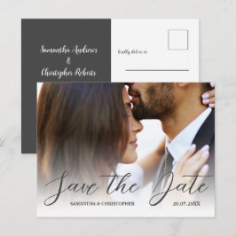 Einfaches Schwarz-Weiß-Foto Save the Date Hochzeit Postkarte
