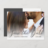 Einfaches Schwarz-Weiß-Foto Save the Date Hochzeit Postkarte (Vorne/Hinten)