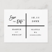 Einfaches Schwarz-Weiß-Foto Save the Date Postkarte (Vorderseite)