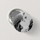 Einfaches Schwarz-Weiß-Foto-Script für Paare Button (Vorne & Hinten)