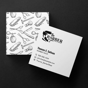 Einfaches Schwarz-Weiß-Friseur-Stylist-Shop-Muster Quadratische Visitenkarte